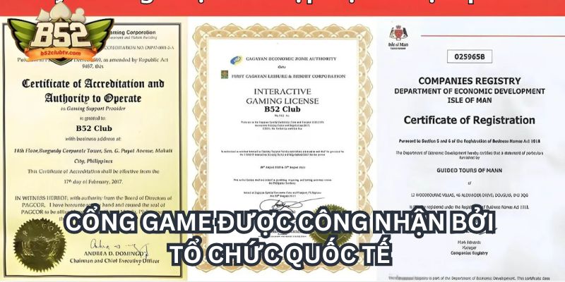 Cổng game được công nhận bởi tổ chức quốc tế Cổng game được công nhận bởi tổ chức quốc tế