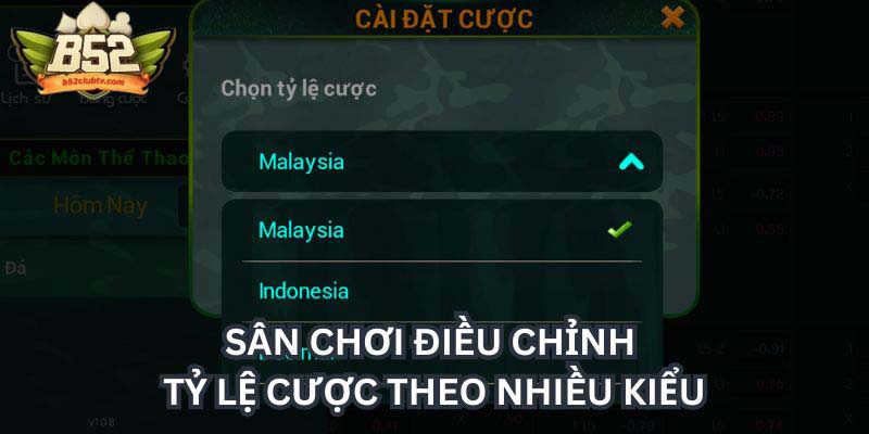 Sân chơi điều chỉnh tỷ lệ cược theo nhiều kiểu Sân chơi điều chỉnh tỷ lệ cược theo nhiều kiểu