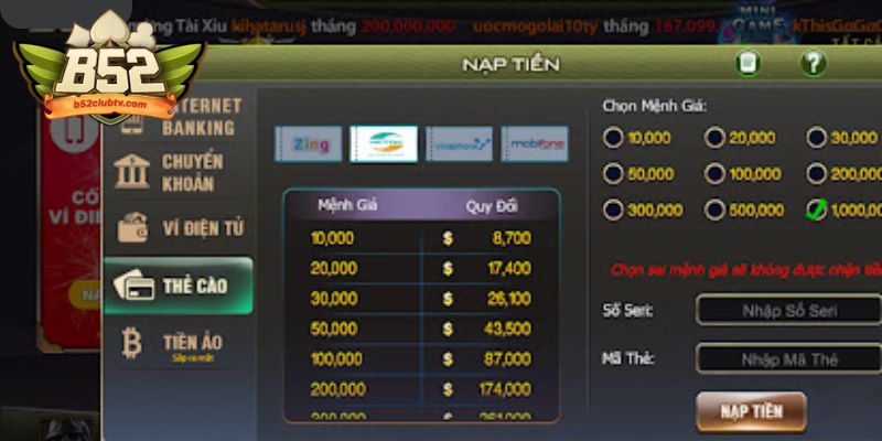 Tổng hợp các cách nạp tiền B52club chi tiết nhất